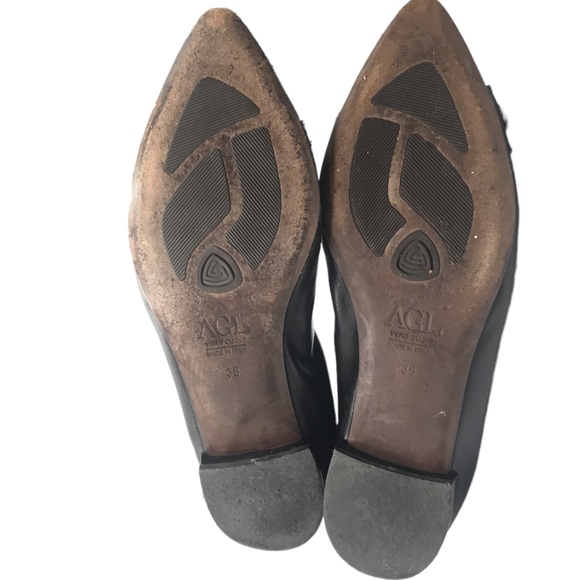 Attilio Giusti Leombruni AGL BLACK PATENT LEATHER Pointed-T Ballet Flats Size 38 - Picture 5 of 12